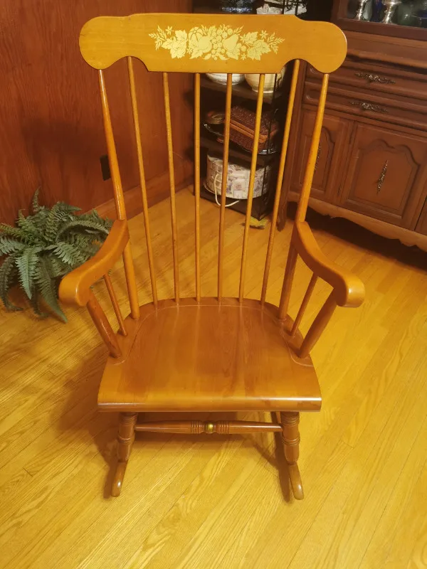 Rocking Chair Hardwood Spindle Vintage Very Solid thumbnail