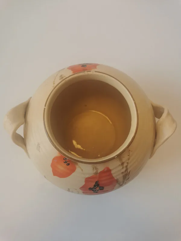 Ceramic Vase Botanical Poppies unique peppermint twist handles image indicator(3)