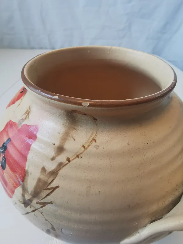 Ceramic Vase Botanical Poppies unique peppermint twist handles image indicator(5)