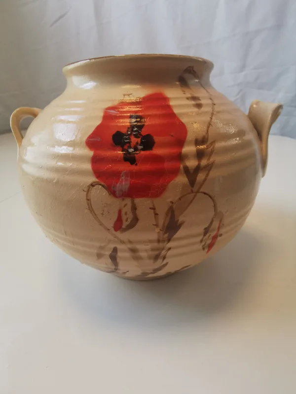 Ceramic Vase Botanical Poppies unique peppermint twist handles image indicator(7)