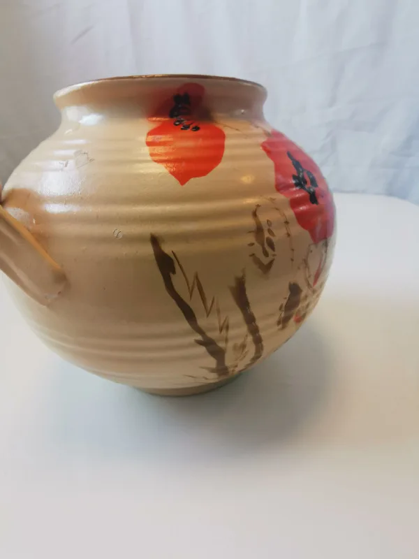 Ceramic Vase Botanical Poppies unique peppermint twist handles image indicator(9)