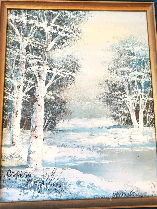 Vintage Signed Cezino Winter Landscape Oil Painting - photo 3