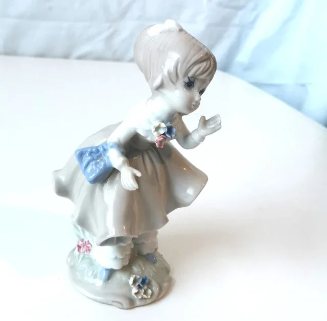 Girl in Dress Vintage Ponytail Porcelain Figurine Made In Taiwan image indicator(6)