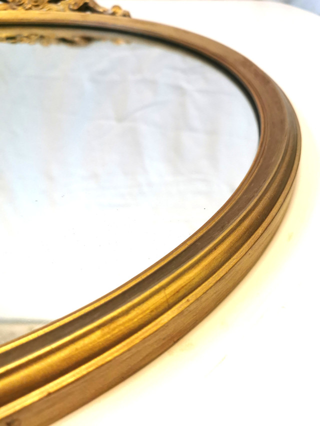 Vintage Italian Gilded Wood Oval Wall Mirror - photo 3