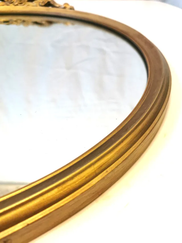 Vintage Italian Gilded Wood Oval Wall Mirror image indicator(3)