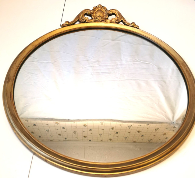 Vintage Italian Gilded Wood Oval Wall Mirror - photo 5