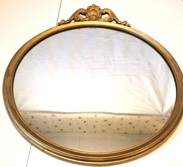 Vintage Italian Gilded Wood Oval Wall Mirror image indicator(5)
