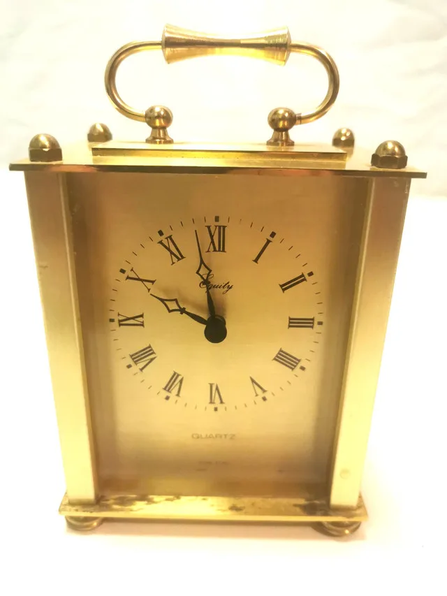 Equity Quartz, Brass Table Clock, Hong Kong thumbnail