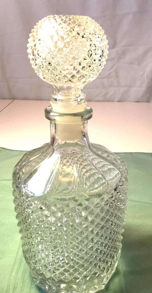 Diamond Pattern Crystal Decanter Austria 1960s Vintage