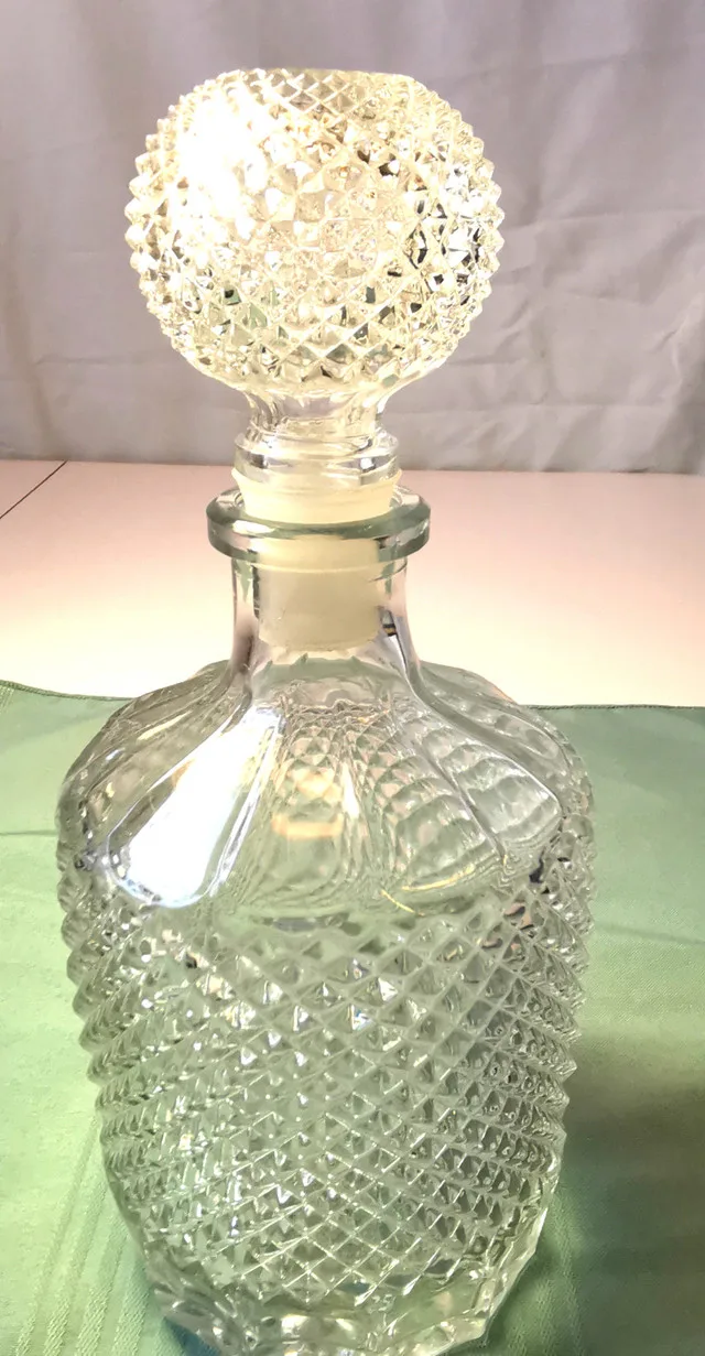 Diamond Pattern Crystal Decanter Austria 1960s Vintage thumbnail