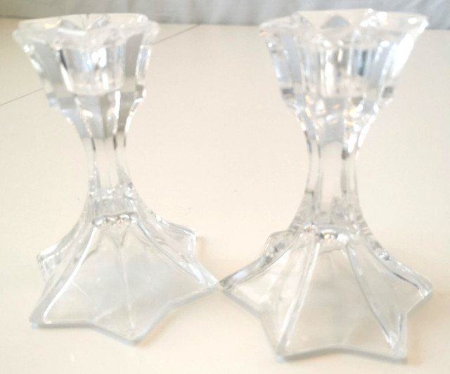 Crystal Candle Holders Pair Elegant Vintage