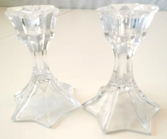 Crystal Candle Holders Pair Elegant Vintage thumbnail