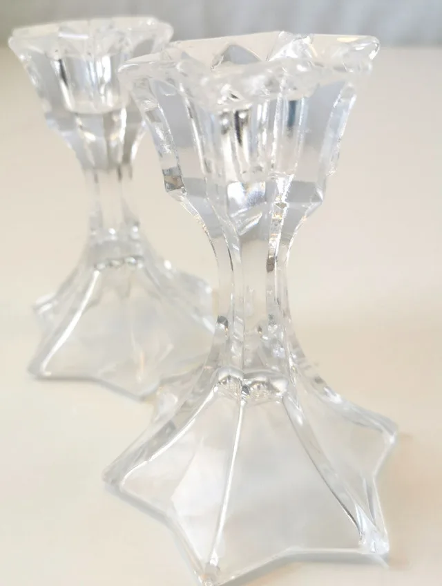Crystal Candle Holders Pair Elegant Vintage image indicator(2)