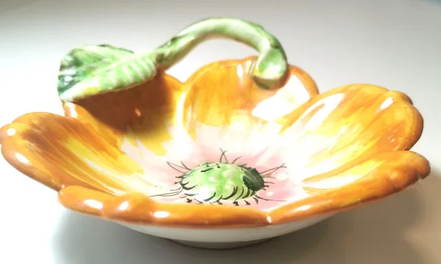 Candy Dish Hand Made/ Painted Signed Vintage Italy thumbnail