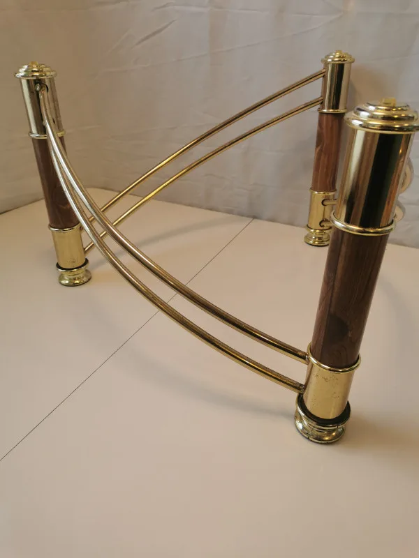 Three Pillars Twisted Brass Base, Glass Top Table Vintage image indicator(7)