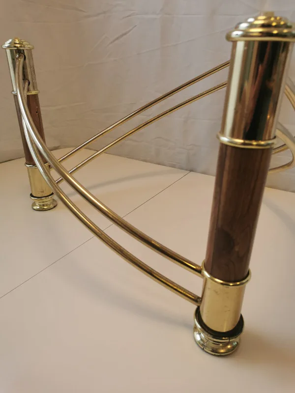 Three Pillars Twisted Brass Base, Glass Top Table Vintage image indicator(9)