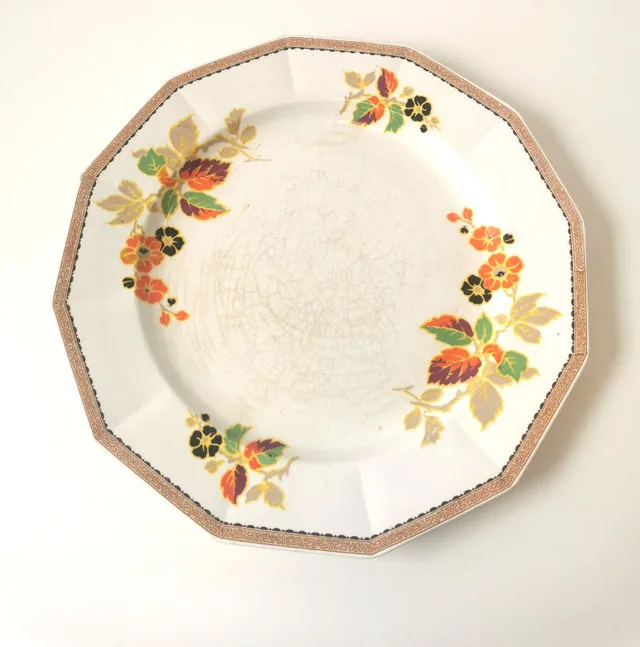 Myott Sons England Botanical Plate w/ Stand image indicator(2)