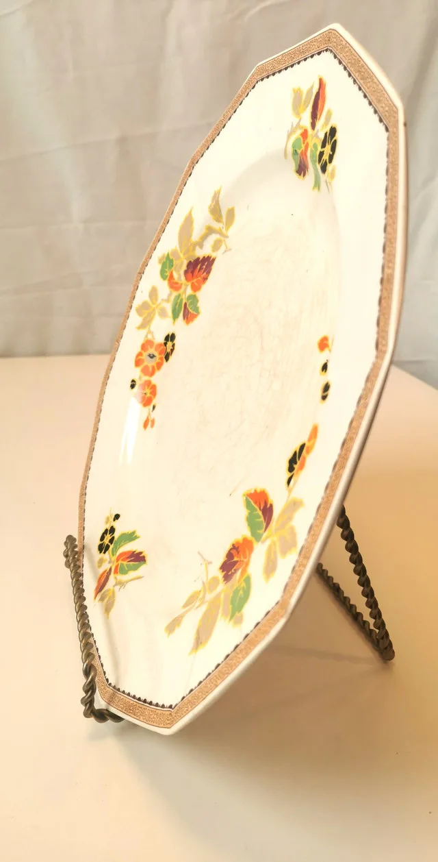 Myott Sons England Botanical Plate w/ Stand image indicator(3)