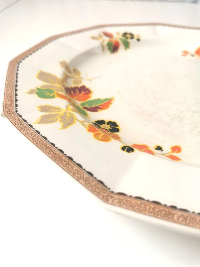 Myott Sons England Botanical Plate w/ Stand image indicator(4)