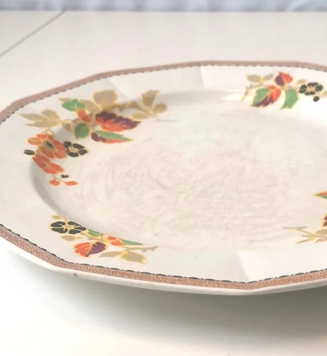 Myott Sons England Botanical Plate w/ Stand image indicator(8)