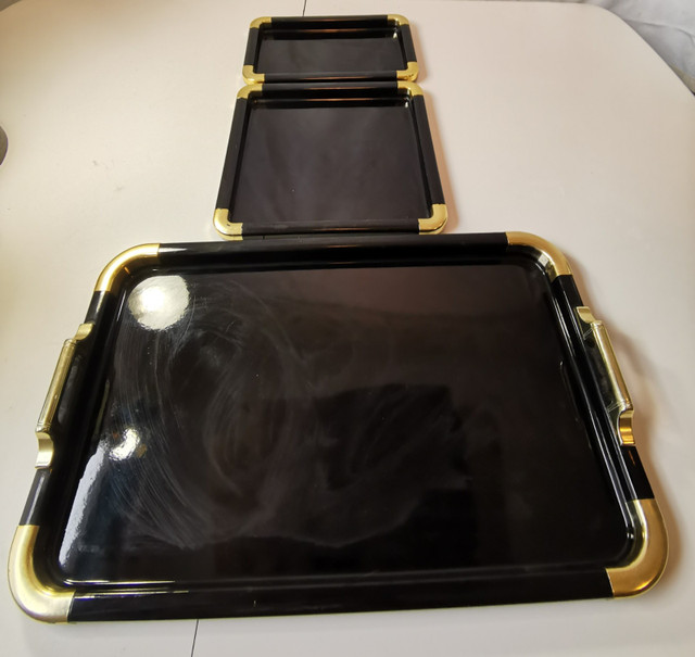 Serving Trays Trio Nesting Hollywood Regency Style 1970s made in - photo 2