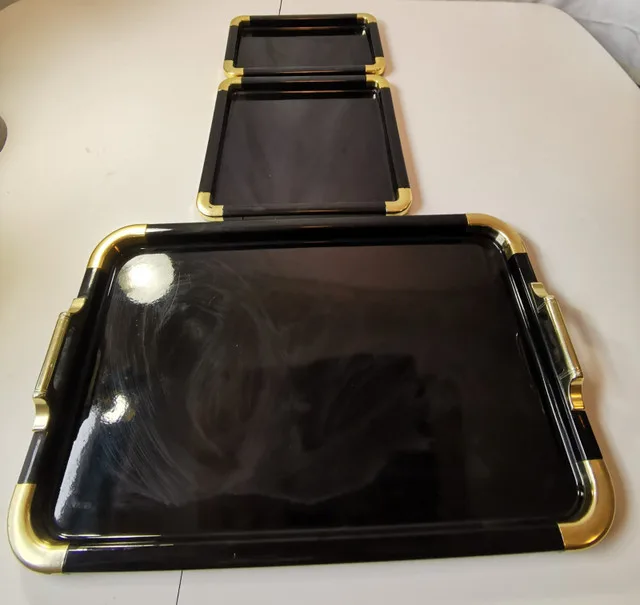 Serving Trays Trio Nesting Hollywood Regency Style 1970s made in image indicator(2)