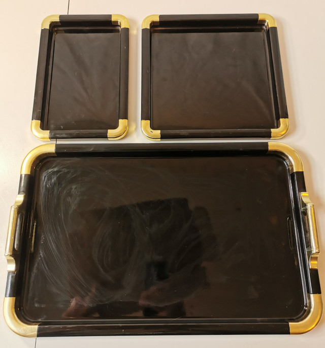Serving Trays Trio Nesting Hollywood Regency Style 1970s made in - photo 3