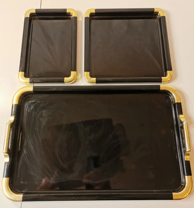 Serving Trays Trio Nesting Hollywood Regency Style 1970s made in image indicator(3)