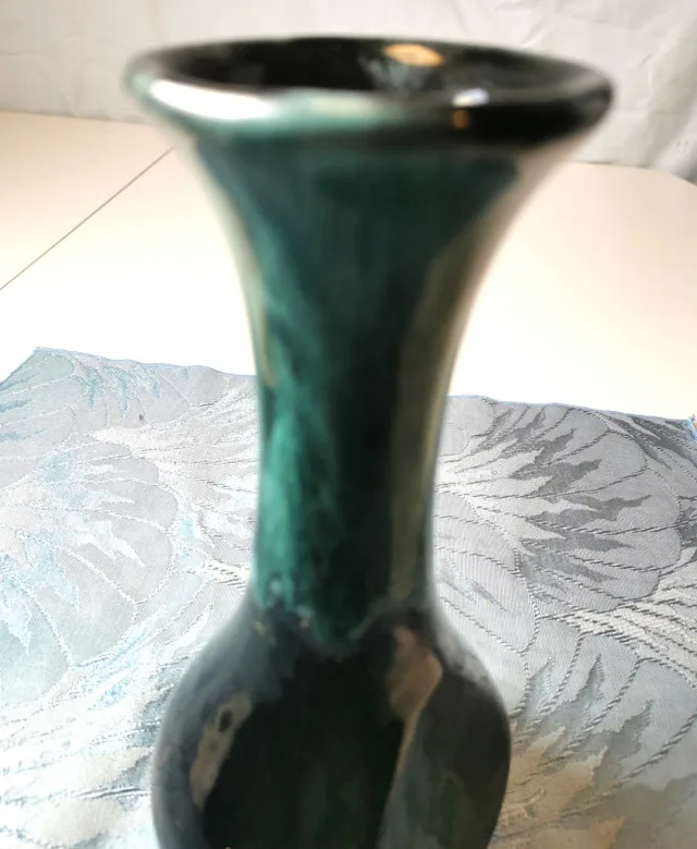 Vase Cool Green and Black 1970s Vintage Flat Face One Side H 8.7 image indicator(6)