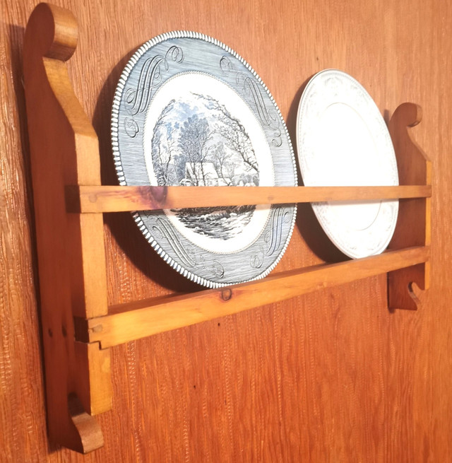 Pair of Vintage Plates with Wooden Holder