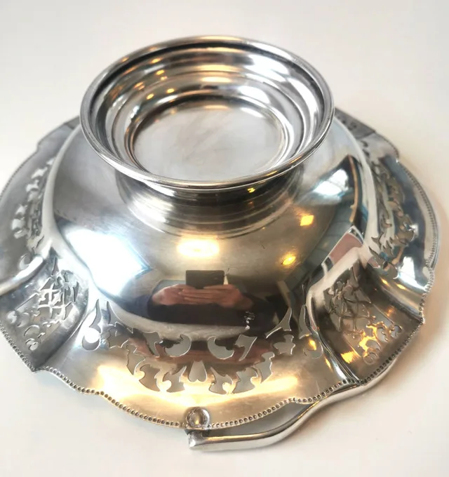Display Dish Fruit Silver Plated Vintage image indicator(6)