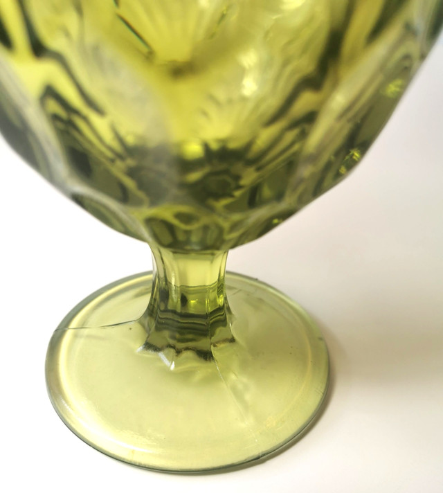 Fenton Art Glass Colonial Green Thumbprint Vase Vin - photo 5