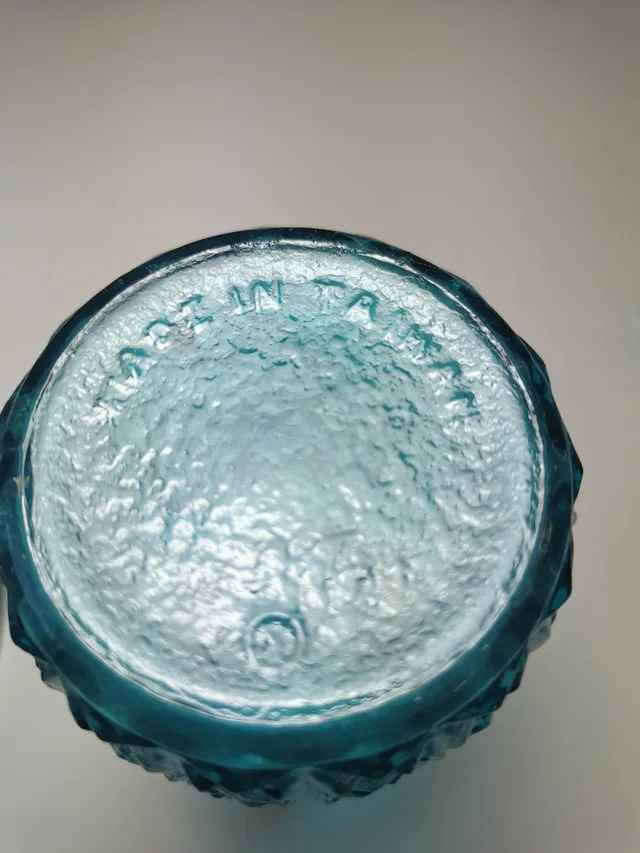 Blue Glass Cruet Vintage Diamond Pattern image indicator(10)