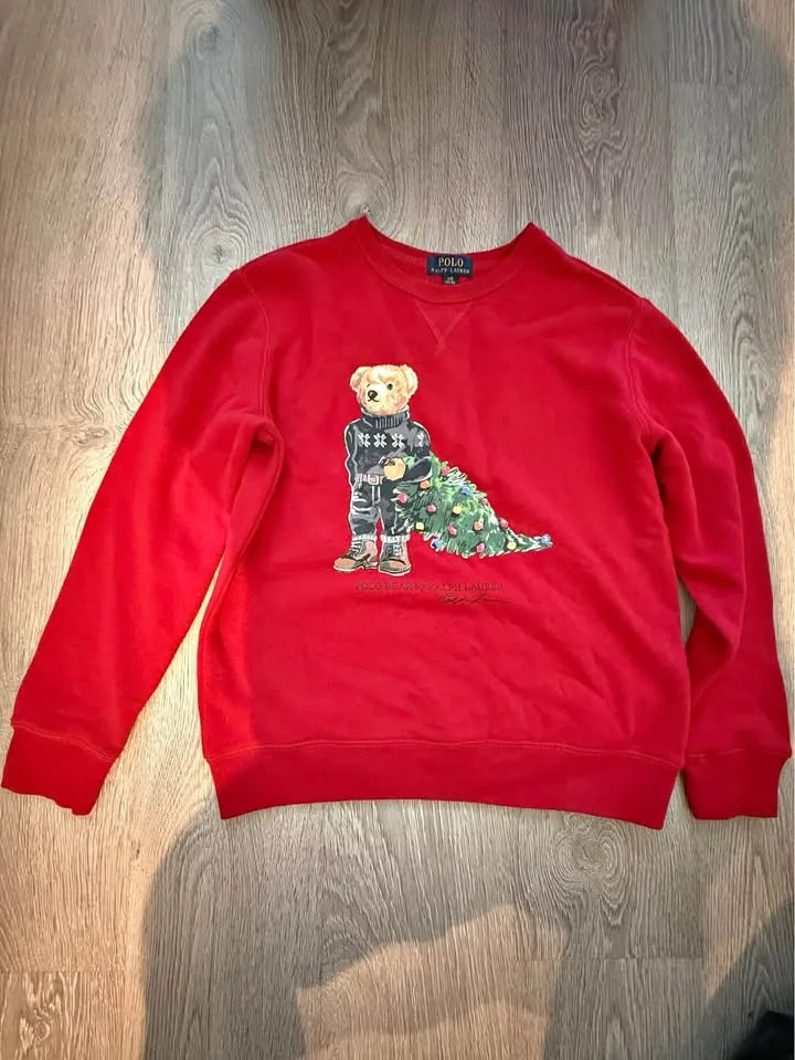 RL Christmas tree crew neck sweatshirt size L (14-16) thumbnail