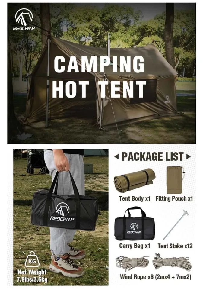 REDCAMP Large 4 Season Hot Tent with Stove Jack image indicator(3)