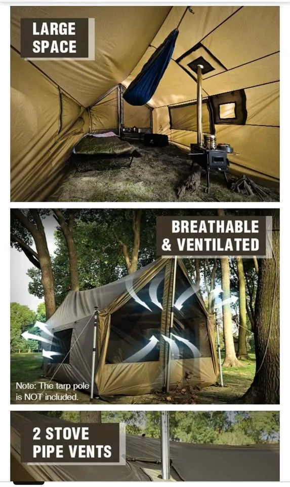 REDCAMP Large 4 Season Hot Tent with Stove Jack image indicator(4)