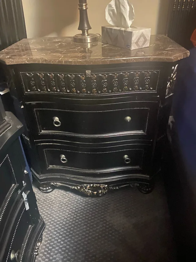 5 Piece Ashley King Bedroom Set - Marble Top - Like New image indicator(2)