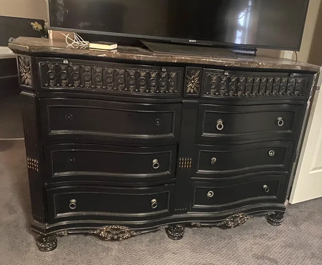 5 Piece Ashley King Bedroom Set - Marble Top - Like New image indicator(3)