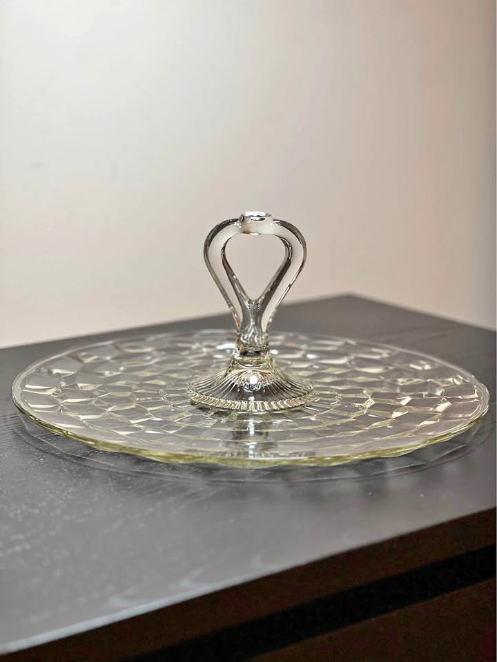 Indiana Whitehall Colony Cubist Center Handled 13" Clear Tray