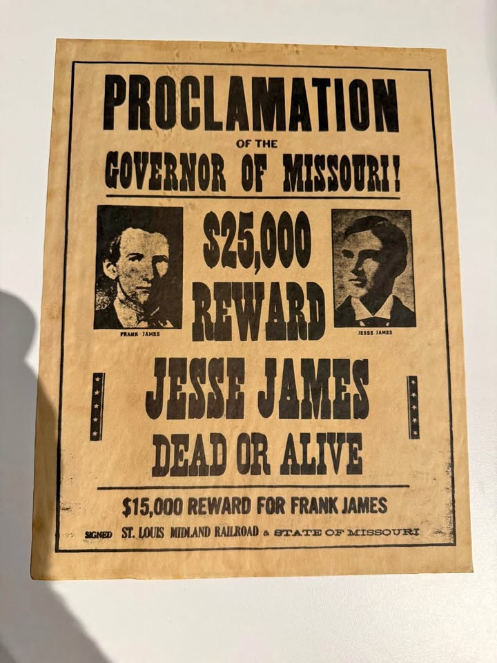 Vintage Wanted Poster for the arrest of Jesse James