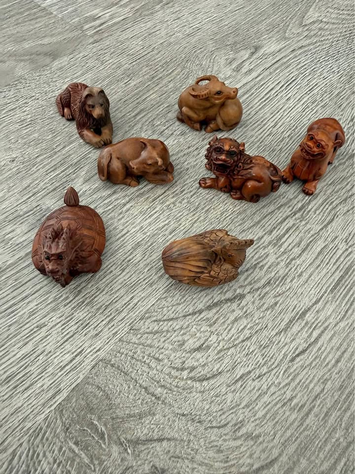 Wooden netsuke set of 7