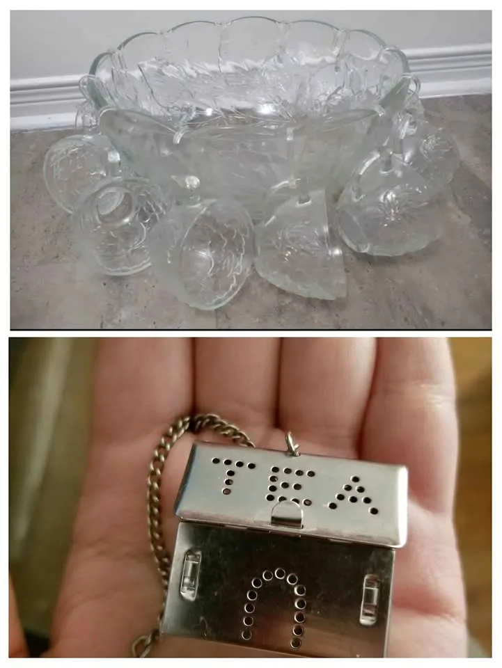Vintage Fruit Punch Bowl & Tea Strainer thumbnail