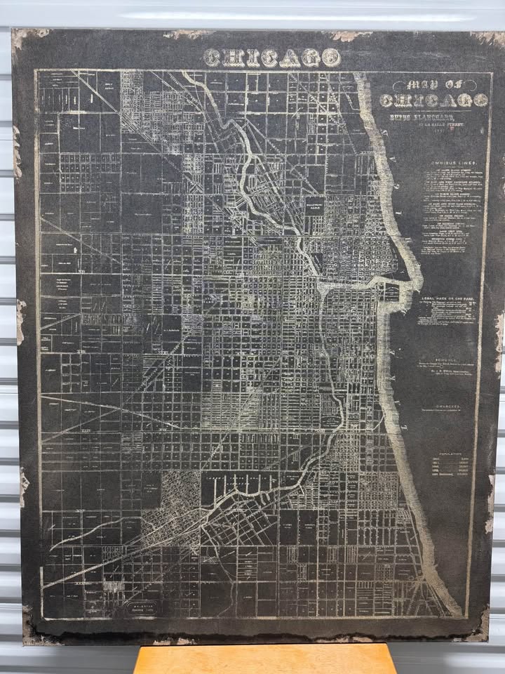Large Vintage Chicago Map Canvas – 48x60 - photo 2