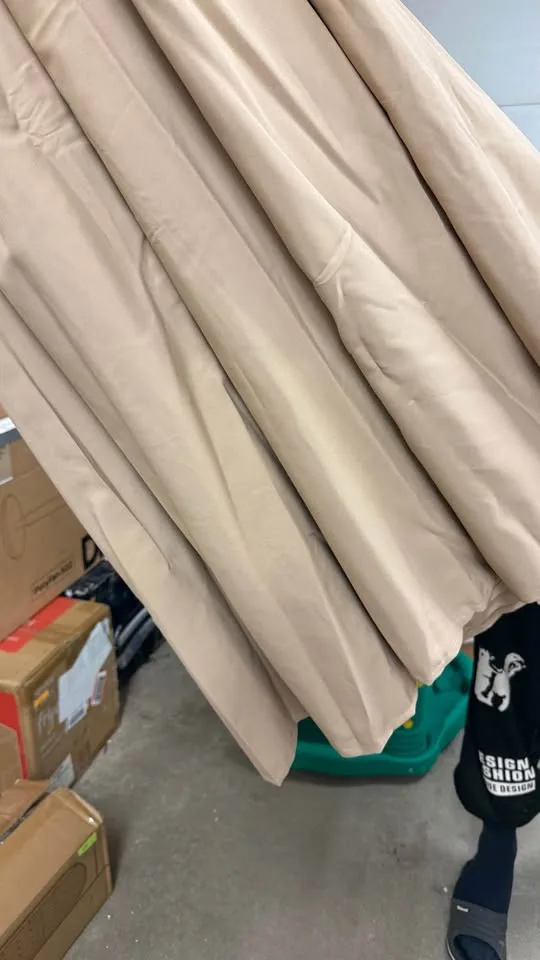 HOMSHADE 9FT Beige Patio Umbrella w/ Solar LED Lights image indicator(2)