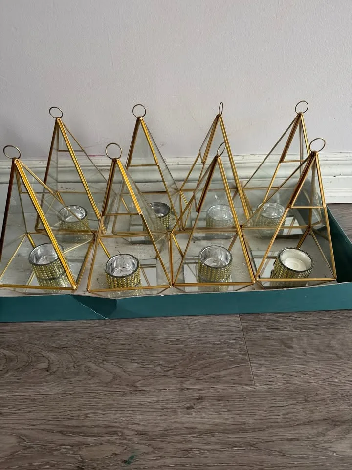 Glass /Brass Geometric Candle Terrarium image indicator(2)