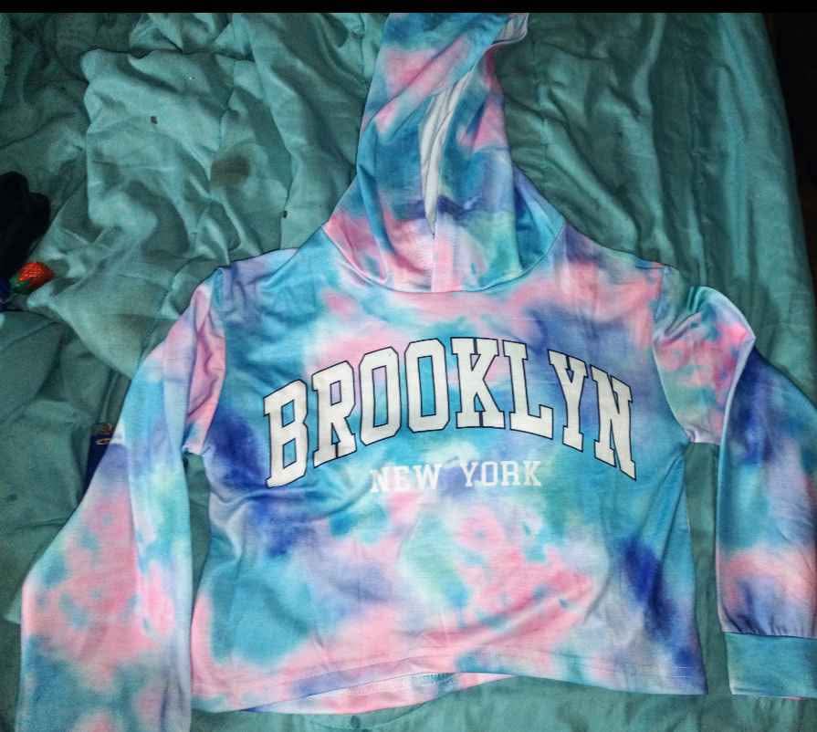 Girls Clothes Tie Dye Brooklyn Print Tops Hoodies 2PC - photo 2