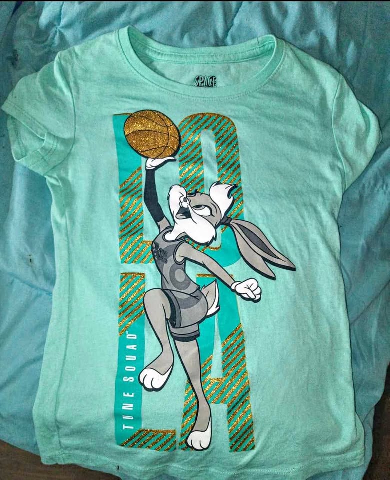 Space Jam Girls t-Shirt Size M 7-8 Lola Bunny Teal Tee