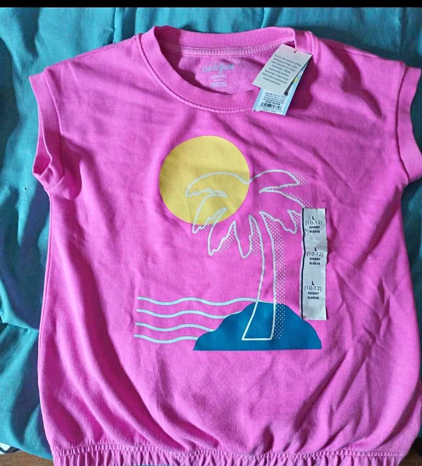 Cat & Jack Pink Palm Tree Top Girls L 10/12