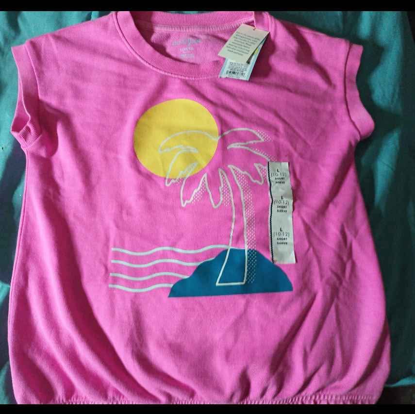 Cat & Jack Pink Palm Tree Top Girls L 10/12 - photo 2