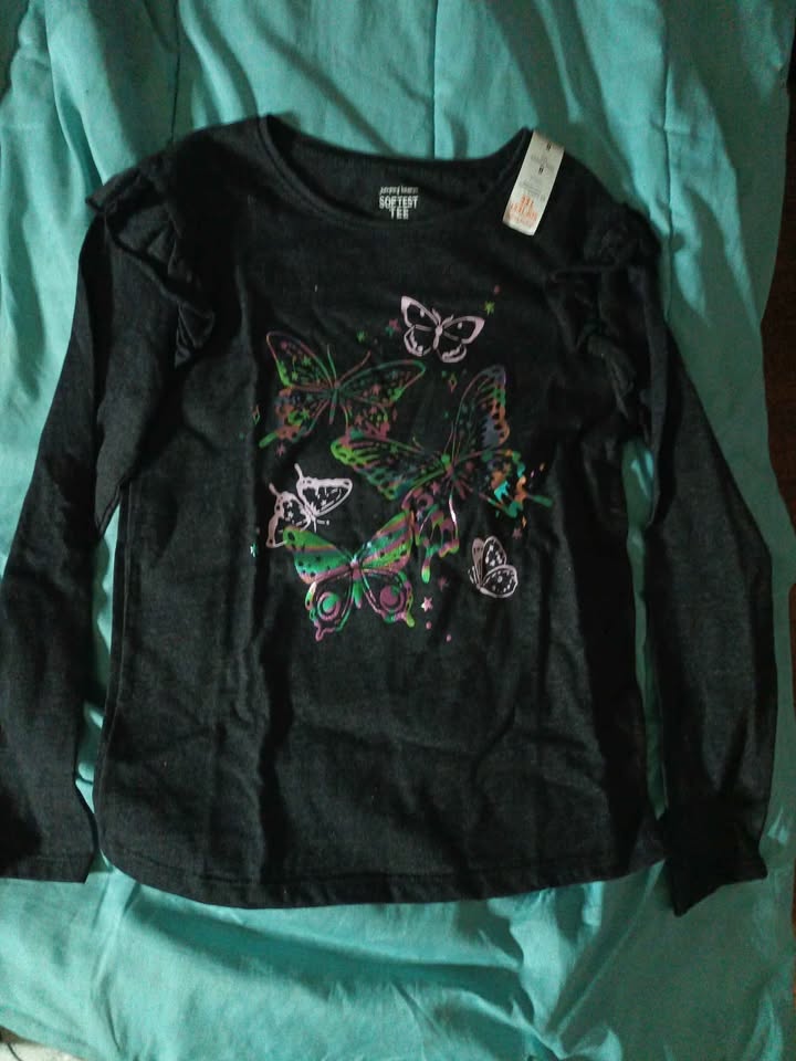 Girls Jumping Beans® Long Sleeve Ruffle Shoulder Tee - photo 2